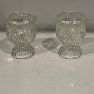Vintage Avon Fostoria Reversible Candle Holders – Pineapple/Diamond Fan Pattern